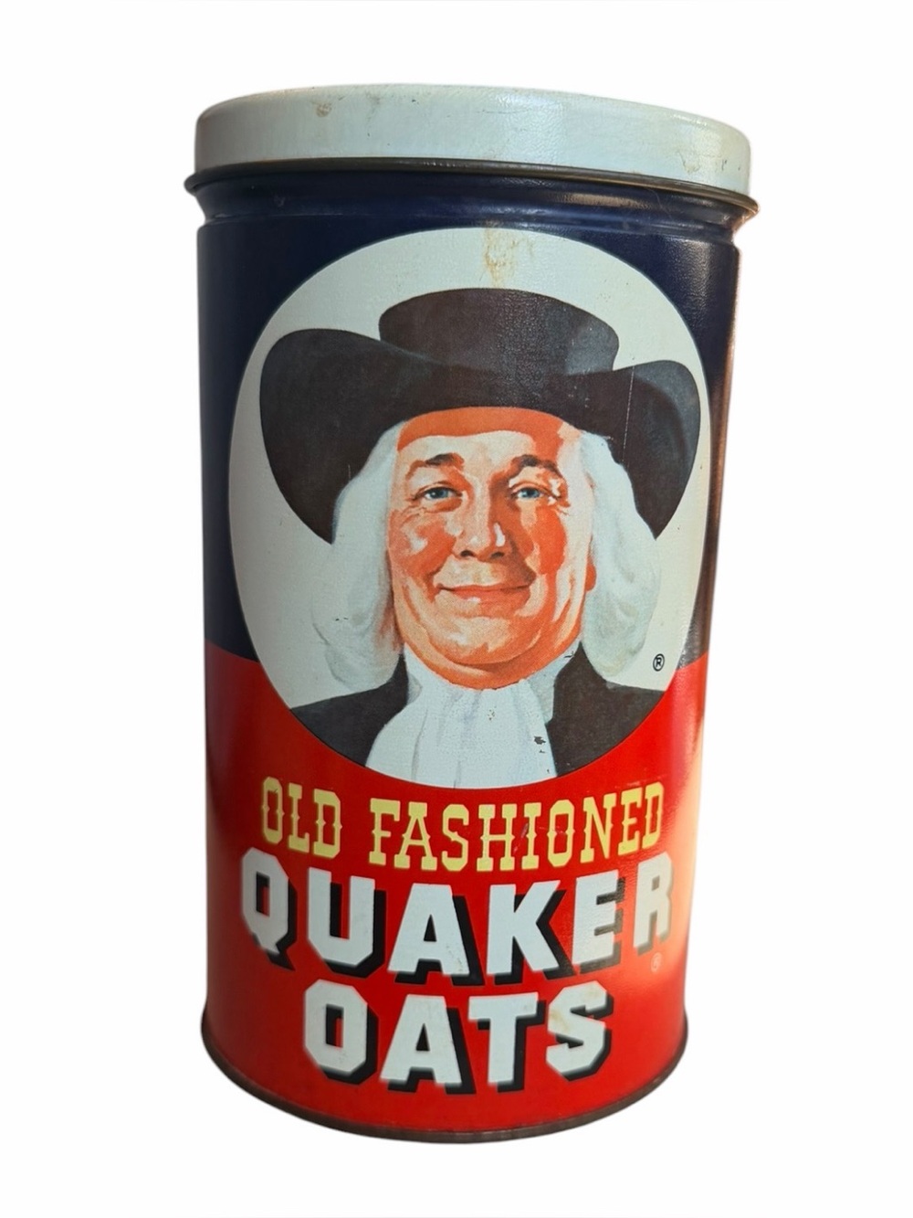 1982 Quaker Oats Limited Edition Tin Canister Old Fashioned Quaker Man Recipe